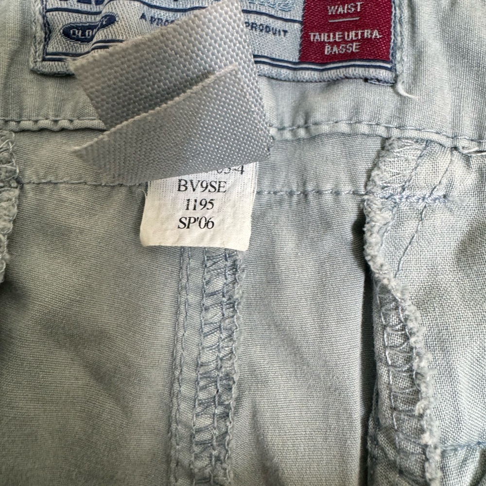 Old Navy Y2K Cargo RollUp Tab 8 Straight Leg Cotton Utility Pant Capri Zip Light - Picture 10 of 16